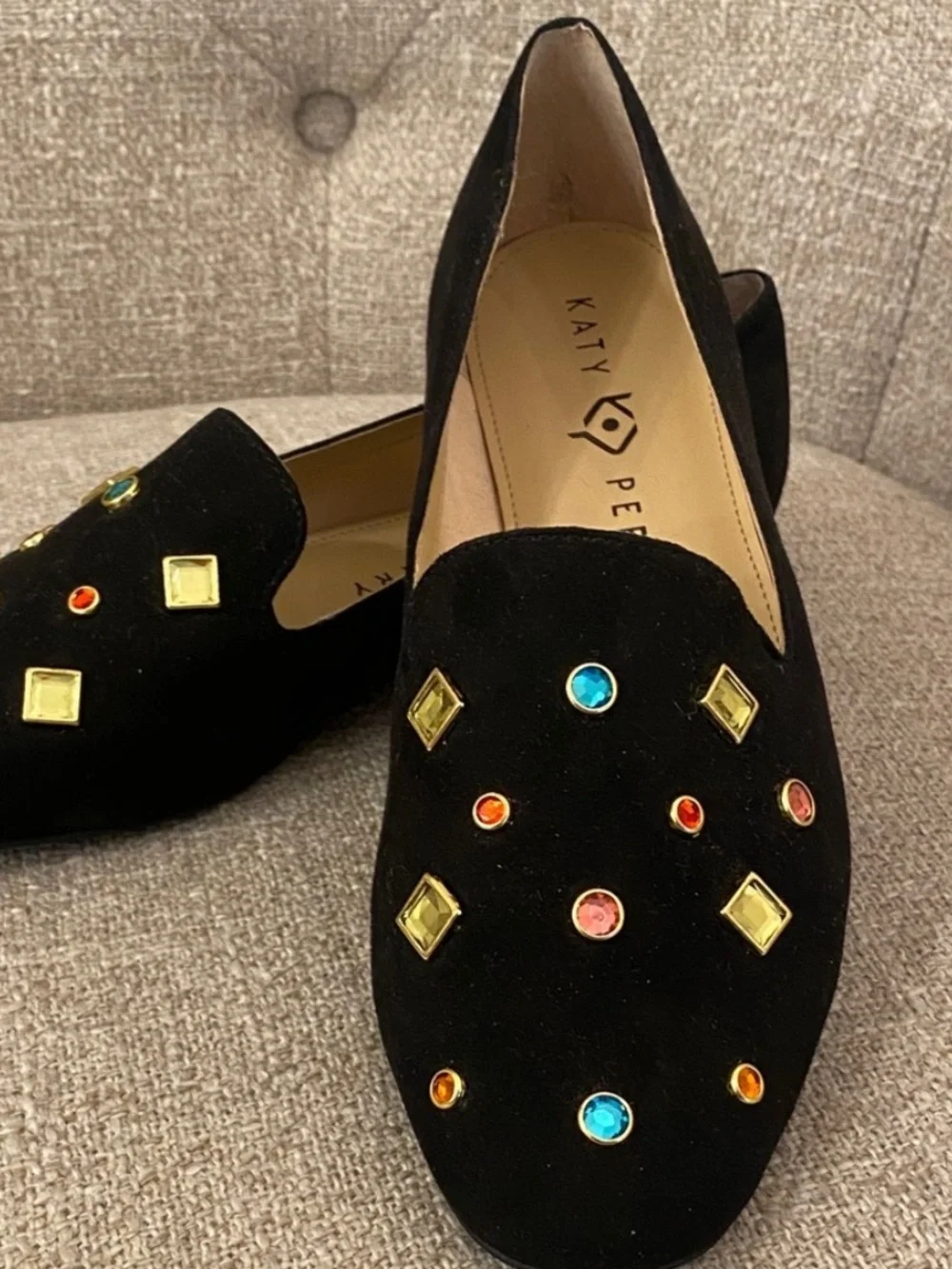 Beautiful Black Embellished Slip-On Loafers for Women. Love These Never Worn